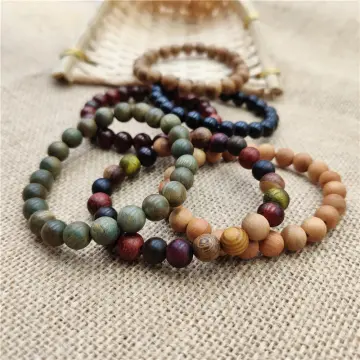 mens beaded bracelets fidget beads prayer buddha Rosewood Women Strand  Bracelet | eBay