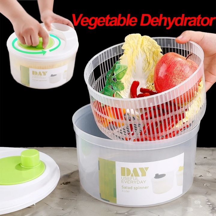 Manual Salad Spinner Lettuce Dryer Multifunction Vegetable Drainer Kit  Crisper Strainer Fruits Drying Washer For Kitchen Gadget