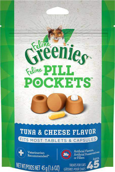 พร้อมส่ง-ขนมป้อนยาเม็ดเเมว-greenies-pill-pockets-45-ชิ้น-มี-2-รสชาติให้เลือก-salmon-amp-tuna-และ-cheese