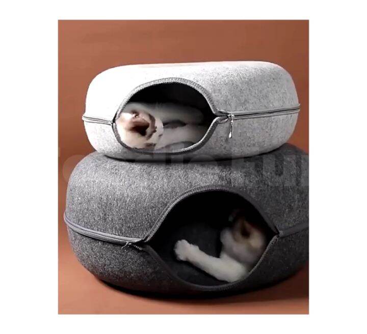 Pet Donut Felt Tunnel Cat Rabbit Tunnels Tubes Toy Bed Nest Fun Teaser