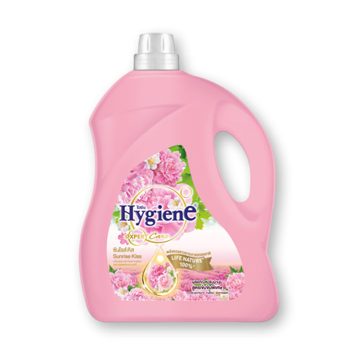 ไฮยีน เอ็กซ์เพิร์ทแคร์ ไลฟ์ เนเจอร์ น้ำยาปรับผ้านุ่ม สูตรเข้มข้น กลิ่นซันไรซ์ คิส ชมพู 3500 มล.Hygiene Expert Care Life Nature Concentrate Softener Sunrise Kiss Pink 3500 ml