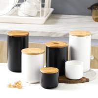 โถเซรามิค สีขาวหรือดำ มี3ขนาดให้เลือก tea canister โถใส่เครื่องเทศ​ โถชา โถกาแฟ ขวดใส่เครื่องปรุง​ กระปุกใส่ชา​ โถใส่กาแฟ​