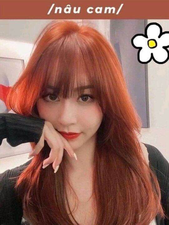 Thuốc nhuộm tóc màu Cam đào Tặng trợ nhuộm gang tay Lazadavn