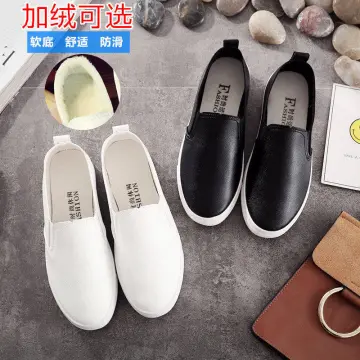 White leather slip on on sale sneakers