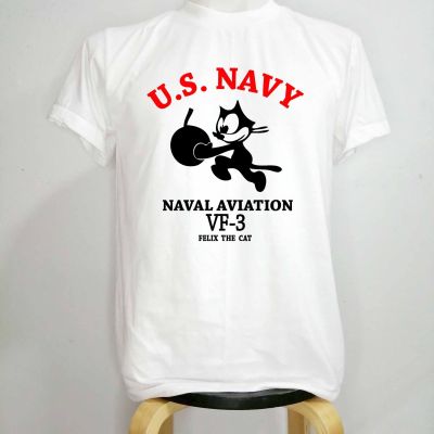 เสื้อ​ทหาร​U.S.Navy​ผ้า​บาง​50คอกลมสีขาวชายหญิง