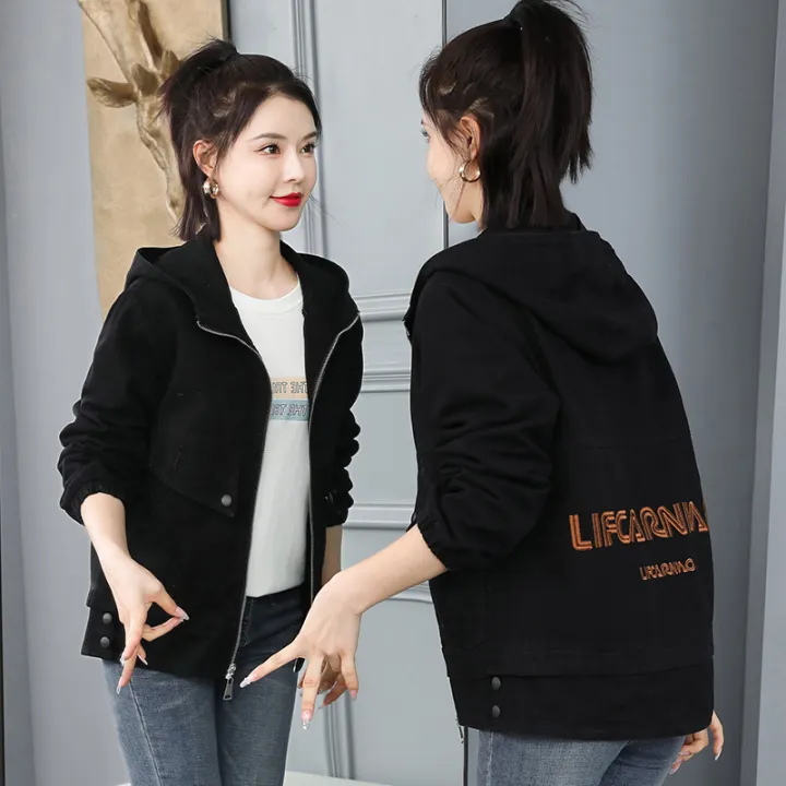 Women's Hooded Denim Jacket Lazada