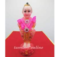 กุมารทอง ท้าวเอว รับทรัพย์ ชุดสีชมพู ขนาดสูง 12ซ.ม นุ่งผ้าจริง