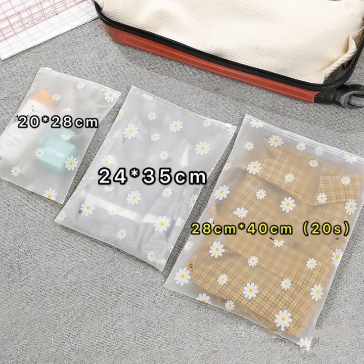Garment Zipper Bag Small Daisy Storage Bag Frosted Plastic Packaging