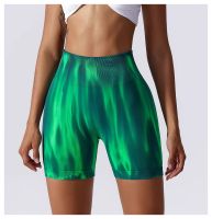 กางเกงขาสั้นโยคะมัดย้อมออโรร่ายกสะโพกไร้รอยต่อ Tie dyed Aurora Seamless YOGA shorts