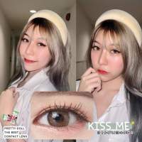 คอนแทคเลนส์  รุ่น Mini Kiss Me สีเทา/ตาล gray/brown มีค่าสายตาปกติ (0.00)