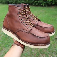 ส่งฟรี Hawkins MocToe Boot Shoes - ไทนสีไวน์แดง Traction Tred - Pre-owned Authentic - Size 8us 26cm 41eu