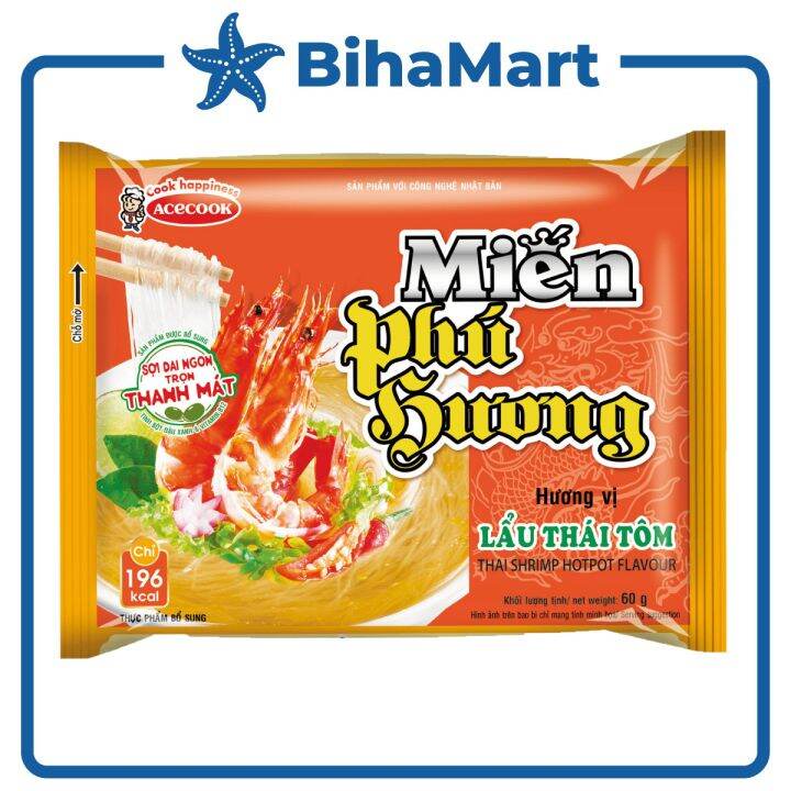 [SET 5 GÓI] - ACECOOK - Miến Phú Hương vị Lẩu thái tôm, Miến gói NƯỚC ...