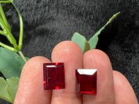 Lab Ruby SQUARE 10x10 mm- 2pcs ทับทิม ( 10X10 ) มิลลิเมตร สีแดง ทับทิม รูบี้ เหลี่ยมชั้น..( 2 เม็ด) สังเคราะห์