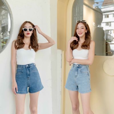 Dewishes 🤍💙 Short Denim Basic กางเกงยีนส์ขาสั้น เอวสูง