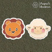 ʕ •ᴥ•ʔ ✿ พร้อมส่ง : เข็มกลัดเซ็ทการ์ตูนสิงโตและแกะ | Cartoon Lion &amp; Sheep Head Enamel Brooch Pin Set.