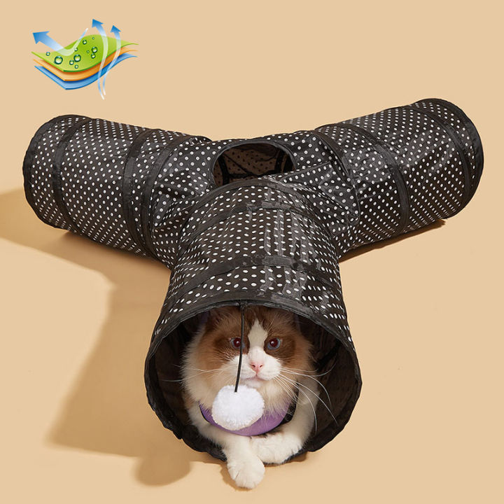 Y-shape Cat Tunnel Collapsible 3 Holes Tunnel Toy Outdoors Indoors Durable  Cat Play Toys for Kitten Puppy Interactive Training 