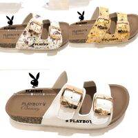 PLAYBOY ACCESSORIES รองเท้าแตะยางคาดเข็มขัดคู่สกรีนโลโก้ข้าง