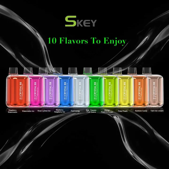 【24h stock 】SKEY CRYSTAL 6000 PUFF 5SALT NIC POD MOD Capacity14mL TYPC rechargeable pod device