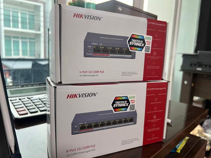 สวิตซ์ฮับ-switching-hub-poe-hikvision-จ่ายไฟเลี้ยงกล้องวงจรปิดเเละอุปกรณ์network-รับประกันศูนย์-3ปี