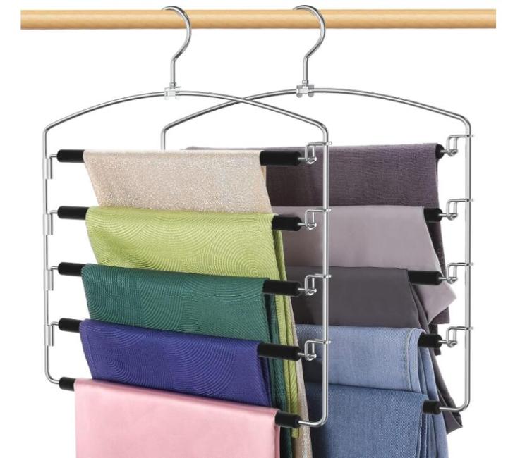 Pants Hangers Non Slip 3 Pack Space Saving Multi-Layer Swing Arm Hanger  Stainless Steel Hangers for Closet Storage Organizer for Pants Jeans  Trouser