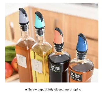 1pc Round Press-type Oil Bottle With Non-drip Spout For Seasoning