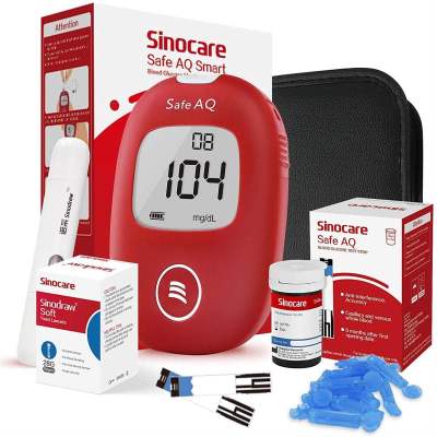 เครื่องวัดน้ำตาลในเลือด SINOCARE SAFE AQ SMART ตรวจเบาหวาน ฟรีปากกาแถบตรวจและเข็ม!!