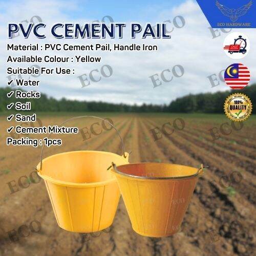 【Happyhome66】High Quality PVC Yellow Cement Pail/Steel Handle/Baldi