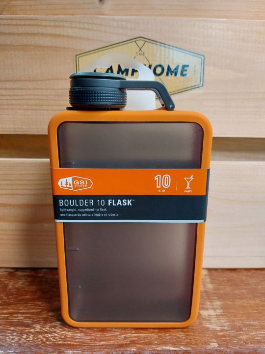 gsi-boulder-flask-10-oz-orange-ที่ใส่เครื่องดื่มบำรุงกำลัง-สำหรับสายอคมป์ทุกรูปแบบ-วัสดุpoly-และขอบsilicon-ทนทานไม่แตกง่ายๆ-เปิดปิดง่ายดาย