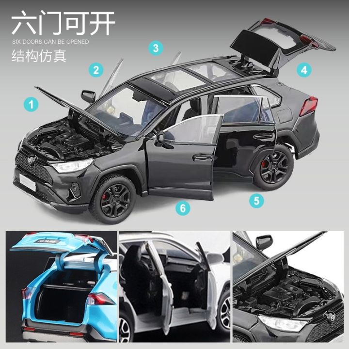 โมเดลรถจำลอง-jkm-1-32-toyota-rav4วางโลหะผสมโมเดลรถบังคับเลี้ยวด้วยเสียงและแสงโมเดลรถของเล่นเด็กผู้ชาย