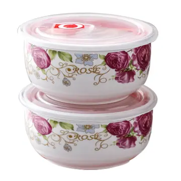 Ceramic Floral Noodle Bowl & Lunch Box