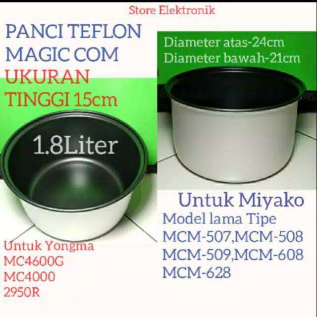 PANCI MAGIC COM ATAU TEFLON RICE COOKER MERK MIYAKO 1.8 LITER Lazada