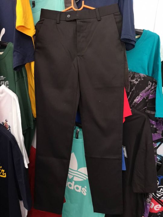 กางเกงสแล็คขายาวชายสีดำ-กางเกงทำงาน-กางเกงนศ-ผ้ากำมะดิน-ผ้าเงา-มี3ทรง-size-28-46