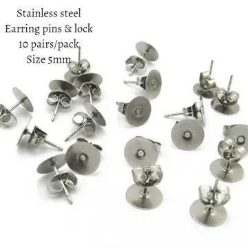 Stud Earring Kit 30pcs Blank Stud Earring 8mm Stainless Steel