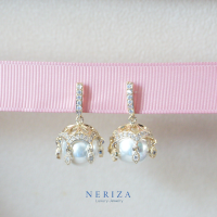 Neriza Jewelry/ ต่างหูระย้าเพชรสังเคราะห์ ประกายเทียบเท่าเพชรแท้ NE026 ต่างหูเพชรประกบ ต่างหูเพชร ต่างหูระย้า ต่างหูออกงาน