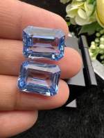 Lab Spinel Aquamarine Octagon 10x15- 1set(2pcs)- 17cts