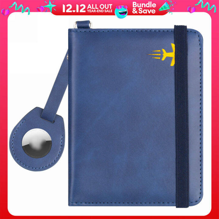 AirTag Passport Holder, RFID Blocking Passport Wallet with Air Tag