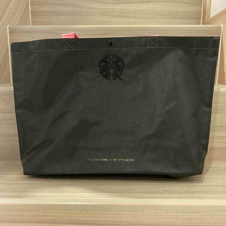 กระเป๋าผ้าสะพาย-สตาร์บัคส์-แบล็คพิงค์-2023-blabkpink-totebag-starbucks-2023