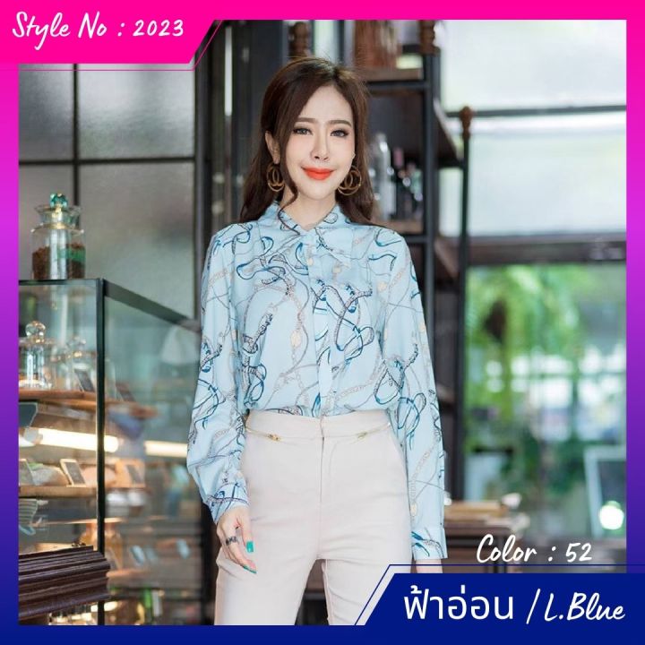 maristar-2023-เสื้อแขนยาวพิมพ์ลาย-printed-long-sleeve-blouse-เนื้อผ้าpolyester100-พิมพ์-ลาย-เนื้อผ้านิ่มและลื่นใส่สบาย-ใส่ไม่ร้อน-ใส่ไม่ยับ