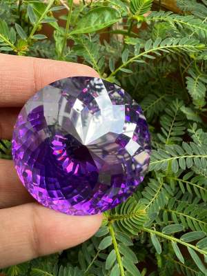 Lab Diamond Purple Amethyst 40mm 1 pieces  หนักรวม 200 กะรัต พลอย เพชรรัสเซีย AAA WHITE American diamond stone สีขาว ทรงกลม40x40 มม (1 เม็ด)