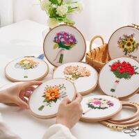 ชุดปักดอกไม้ ฟรีสะดึงขนาด 15cm. Beginner flower DIY Embroidery kit 15cm