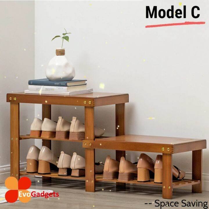 EvoGadgets Bamboo Wood Shoe Rack Bench / Bench / Multipurpose
