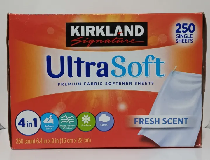 Kirkland Signature Premium Fabric Softener Sheets Refreshing Scent 250