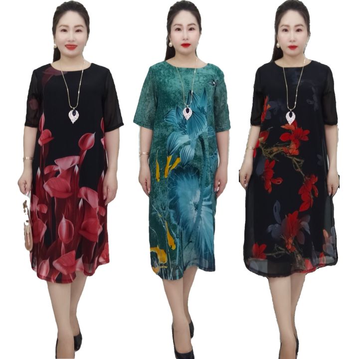 váy đầm trung niên-Mã VH003 vải voan quảng châu ,sang trọng from ...