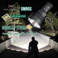 Amutorch DM90S Luminus SBT-90.2 LED 6000LM 1732M Long-range Searching LED Flashlight Type-C USB Rechargeable High Drain 3*21700 Li-ion Battery Powerful LED Touch Long Throw Strong Light