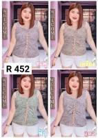 452. R เสื้อกล้ามโบกี้สาวอวบลายดอกน่ารัก