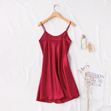 Cute Spaghetti Night Dress For Women Pajama Sleepwear Ruffle