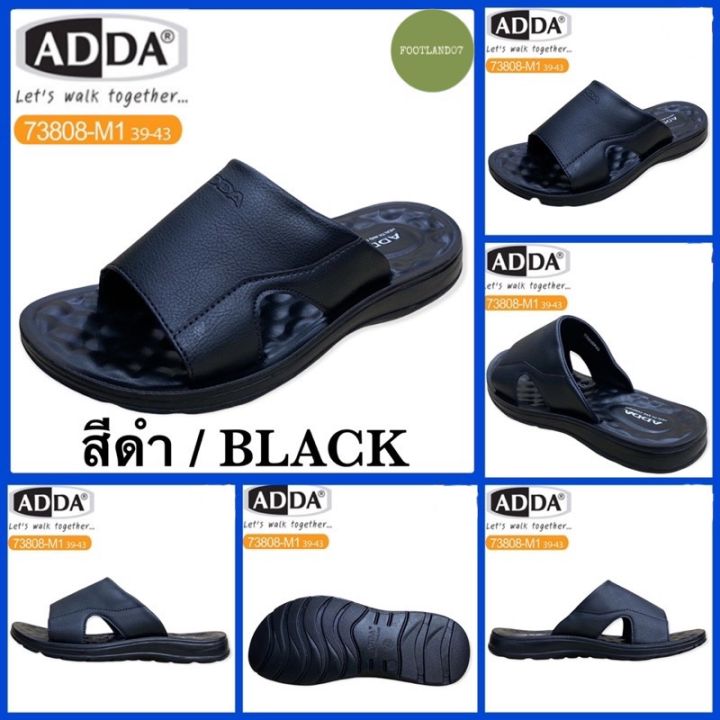 adda-รองเท้าแตะแบบสวม-รุ่น-73808-m1-สีดำ-เบอร์-39-43-รองเท้าเพื่อสุขภาพ-ของแท้ส่งพร้อมกล่องตรงรุ่น