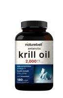 Antarctic Krill Oil 2000mg Supplement, 180 Softgels, 3X Stregnth Natural Source of Omega-3s, EPA 240mg + DHA 160mg + Astaxanthin 800mcg - No Fishy Aftertaste - Mercury Free &amp; Non-GMO