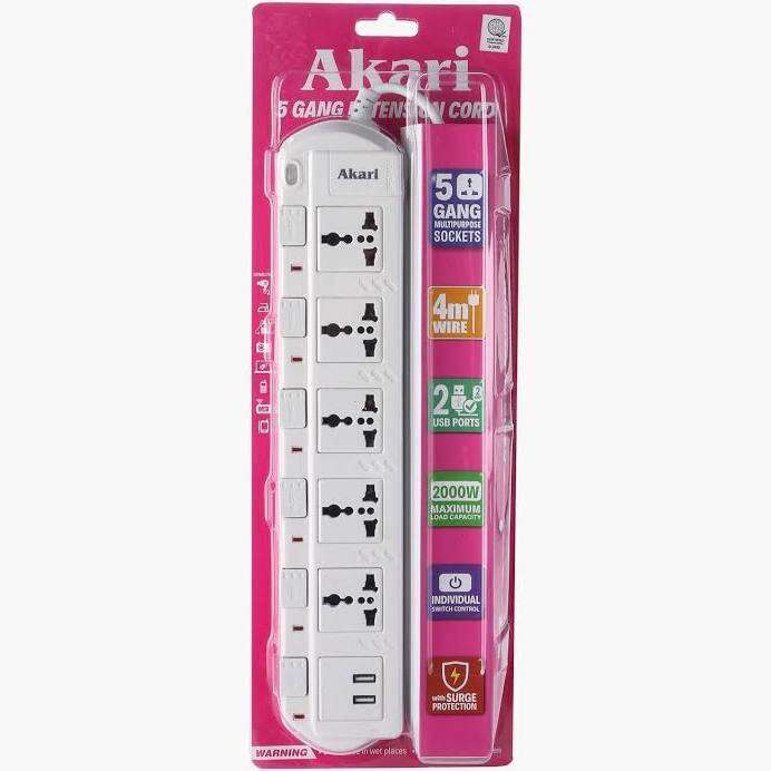 Akari 5 Gang Extension Cord with USB Port (AEC923) Lazada PH