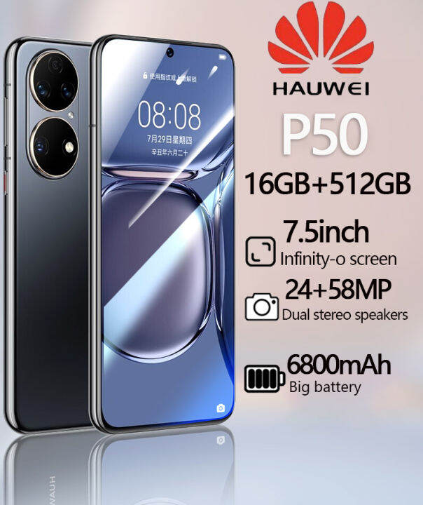 ใหม่เอี่ยม 100% 】โทรศัพท์มือถือ Hauwei P50 หน้าจอ7.5นิ้ว Smartphone 4G/5G  16Gb+512Gb 24+58Mp โทรศัพท์บางๆ ราคาถูก ใช้งานได้เร็ว เรียนรู้ อินเทอร์เน็ต  เล่นเกม ฟังเพลง โทรศัพท์มือถือ แบตเตอรี่ 8000Mah กล้อง Hd ปลดล็อคด้วยใบหน้า  ระบบนำทาง Gps ใส่ได้สองซิ ...